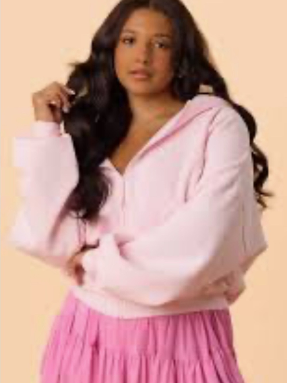 Blogilates Pink Marshmallow Women’s Oversized full zip Hooded Sweatshirt - Picture 4 of 4